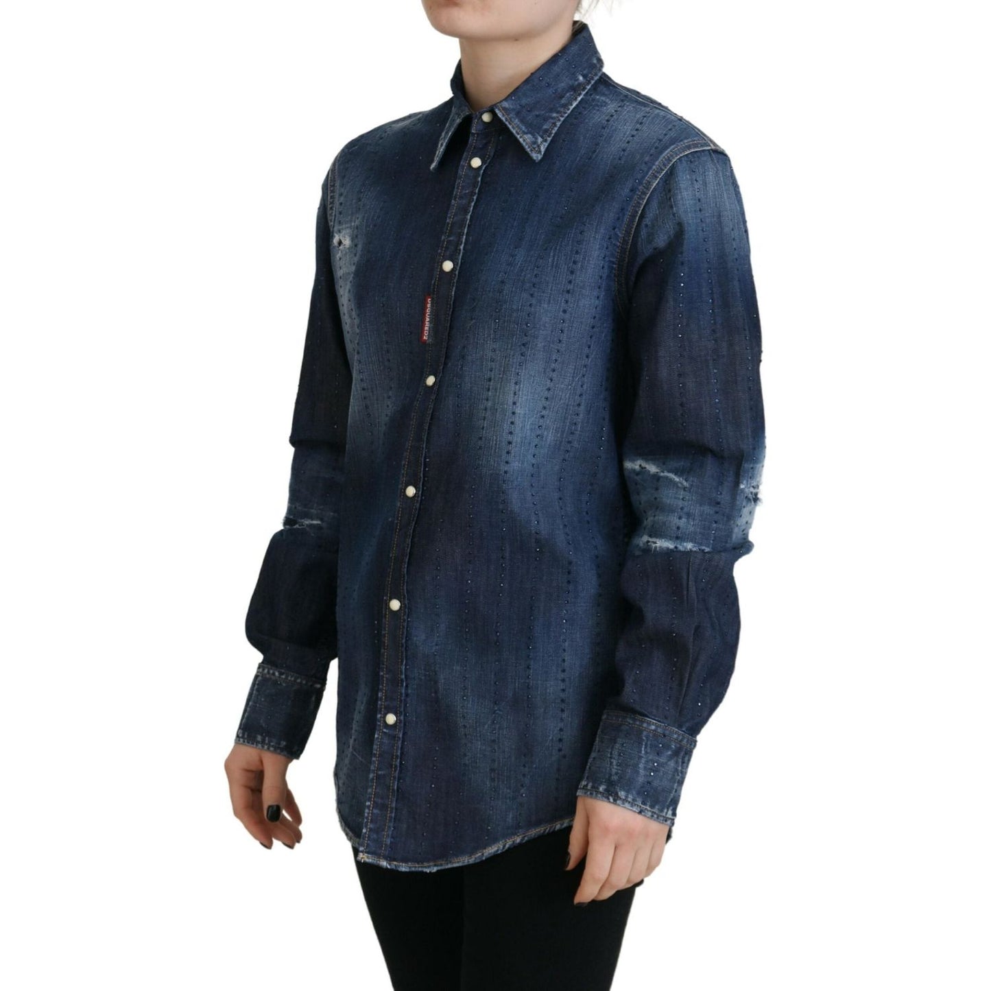 Dsquared² Blue Washed Cotton Button Down Collared Denim Top TSH83434-38