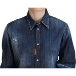 Dsquared² Blue Washed Cotton Button Down Collared Denim Top TSH83434-38