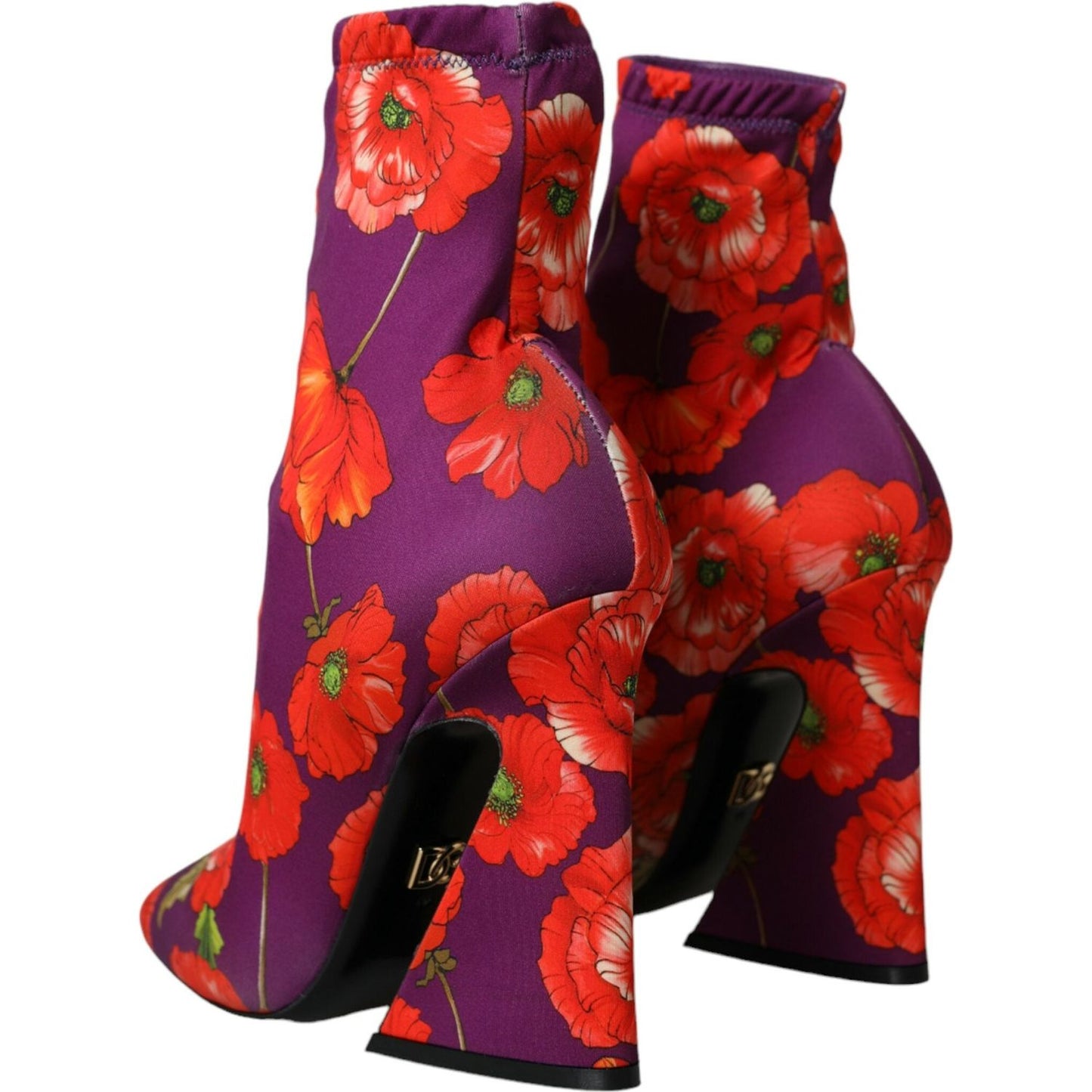 Dolce & Gabbana Purple Floral Jersey Stretch Boots Shoes LA10616-39