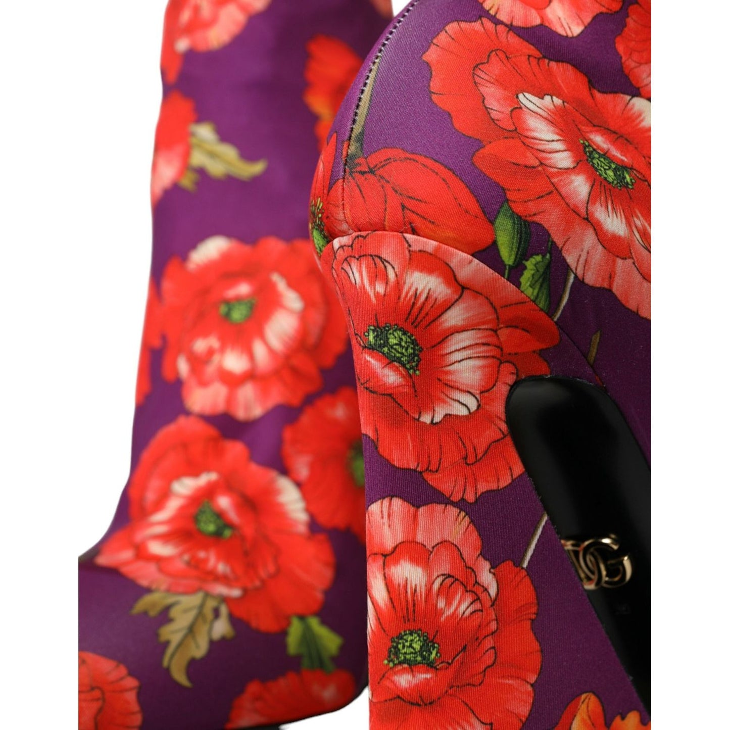 Dolce & Gabbana Purple Floral Jersey Stretch Boots Shoes LA10616-39