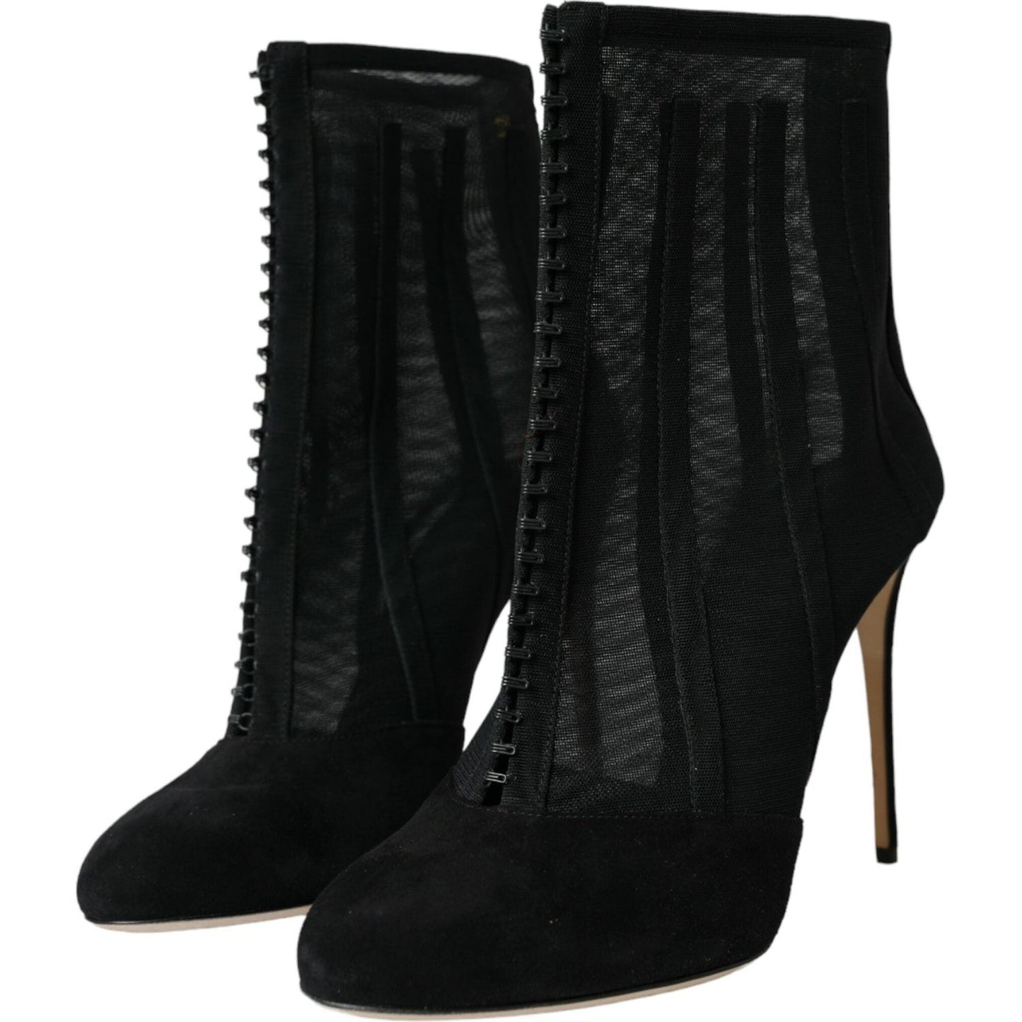 Dolce & Gabbana Black Mesh Stiletto Heels Ankle Boots Shoes LA10928-40