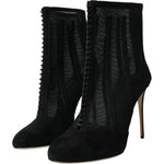 Dolce & Gabbana Black Mesh Stiletto Heels Ankle Boots Shoes LA10928-40