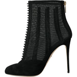 Dolce & Gabbana Black Mesh Stiletto Heels Ankle Boots Shoes LA10928-40