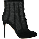 Dolce & Gabbana Black Mesh Stiletto Heels Ankle Boots Shoes LA10928-40