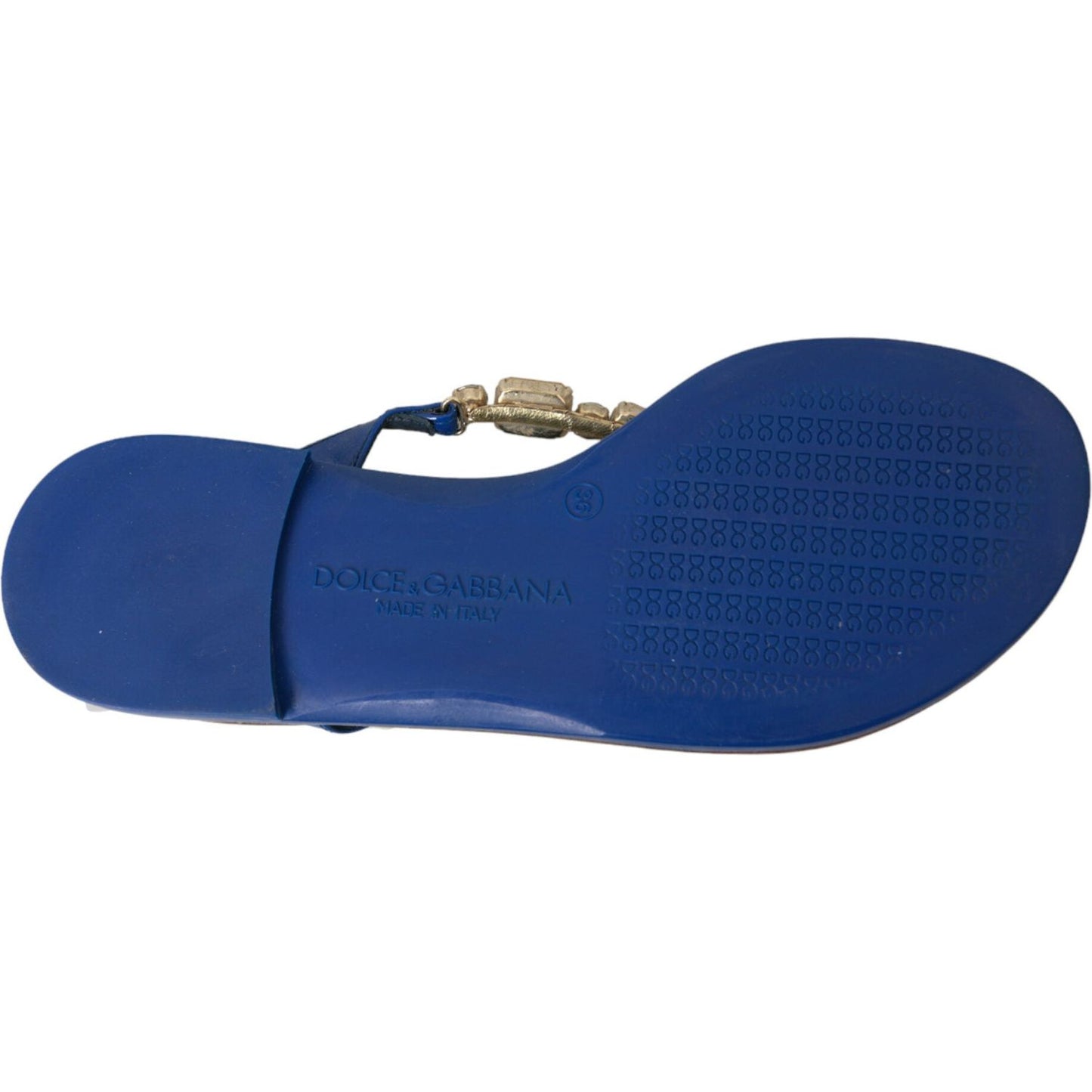 Dolce & Gabbana Blue Crystal Calf Leather Beachwear Shoes LA10944-36