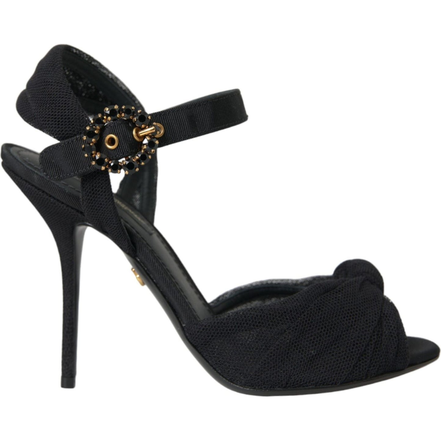 Dolce & Gabbana Black Suede Embellished Heels Sandals Shoes LA10791-38.5