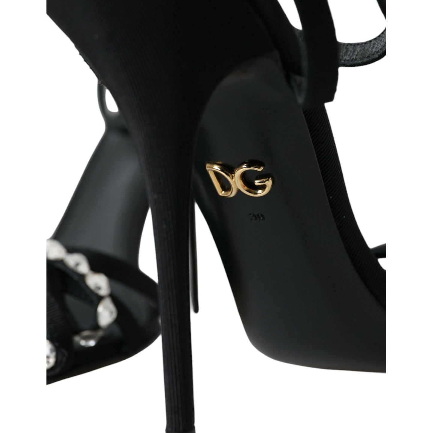 Dolce & Gabbana Black Viscose Crystal Bow Heels Sandals Shoes LA10834-39