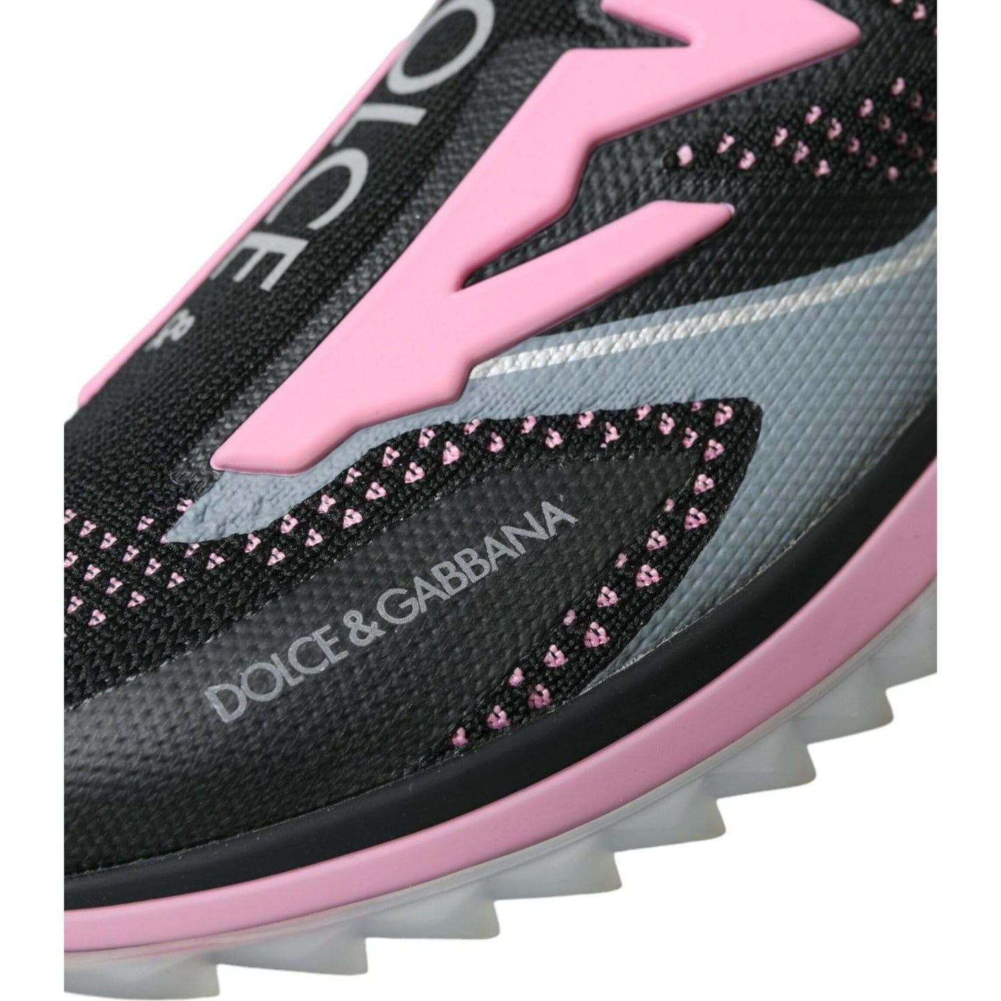 Dolce & Gabbana Black Pink Slip On Sorrento Sneakers Shoes LA10939-39.5