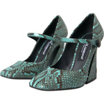 Dolce & Gabbana Aqua Python Leather Mary Jane Pumps Shoes LA10596-39