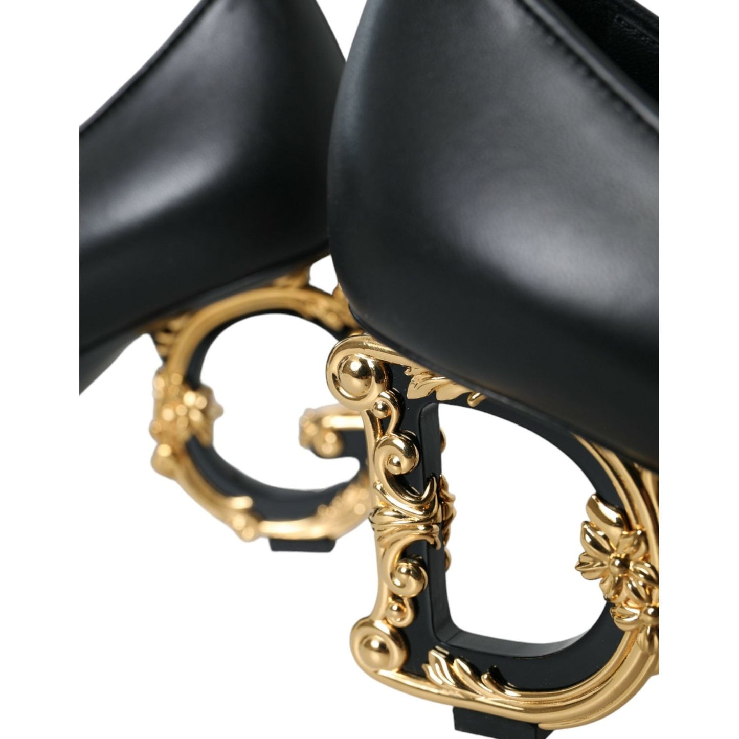 Dolce & Gabbana Black Leather Logo Heels Mary Janes Pumps Shoes LA10765-37.5