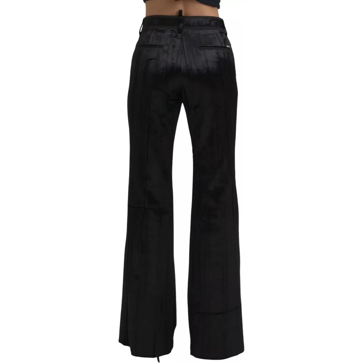 Dsquared² Black Viscose Super Flare High Waist Pants PAN74479-38