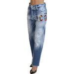 Dsquared² Blue Icon High Waist Straight Denim Jeans Boston PAN74519
