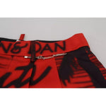 Dsquared² Red Printed High Waist Wide Leg Cropped Pants PAN74527-38