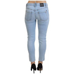Dsquared² Blue Tattered Mid Waist Cropped Twiggy Denim Jeans PAN74520-38