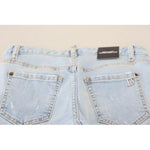 Dsquared² Blue Tattered Mid Waist Cropped Twiggy Denim Jeans PAN74520-38