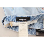 Dsquared² Blue Tattered Mid Waist Cropped Twiggy Denim Jeans PAN74520-38