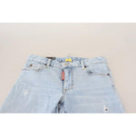 Dsquared² Blue Tattered Mid Waist Cropped Twiggy Denim Jeans PAN74520-38