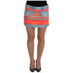 Dsquared² Multicolor Polyester Low Waist A-line Denim Skirt SKI1876-38