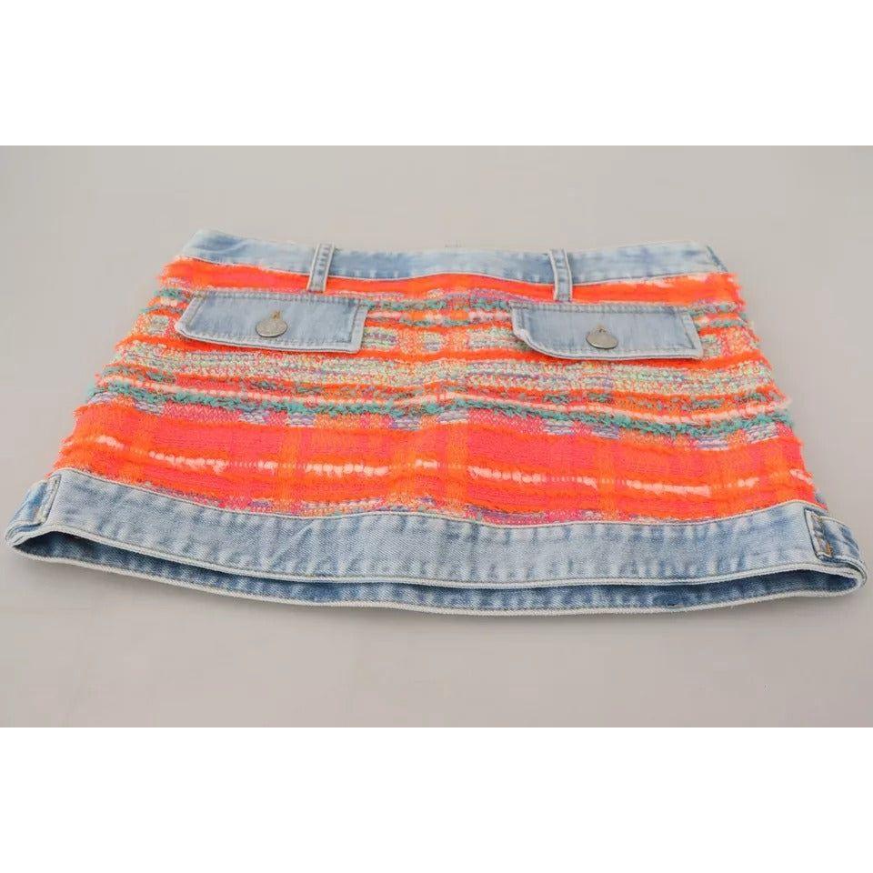 Dsquared² Multicolor Polyester Low Waist A-line Denim Skirt SKI1876-38