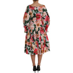 Dolce & Gabbana Multicolor Floral CottonAline Pleated Dress DR281171-46