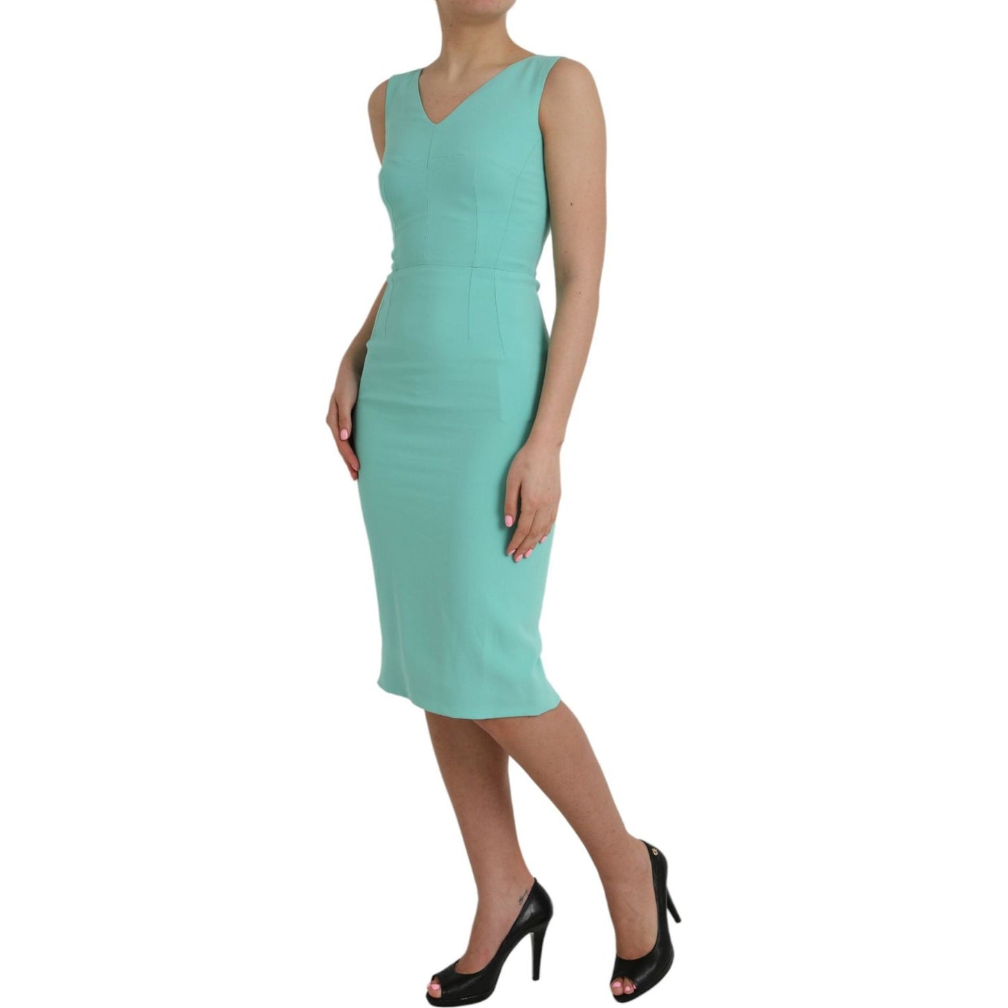 Dolce & Gabbana Green Viscose Sleeveless Bodycon Midi Dress DR281174-38