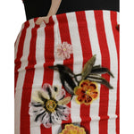 Dolce & Gabbana Red White Floral Sleeveless Sheath Midi Dress DR281181-36