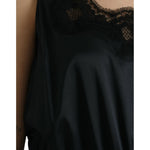 Dolce & Gabbana Black Polyester Lace Trim Sheath Midi Dress DR281190-50