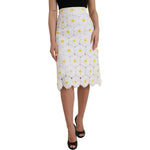 Dolce & Gabbana White Floral Pencil Straight Lace Skirt SKI1997-38