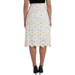 Dolce & Gabbana White Floral Pencil Straight Lace Skirt SKI1997-38
