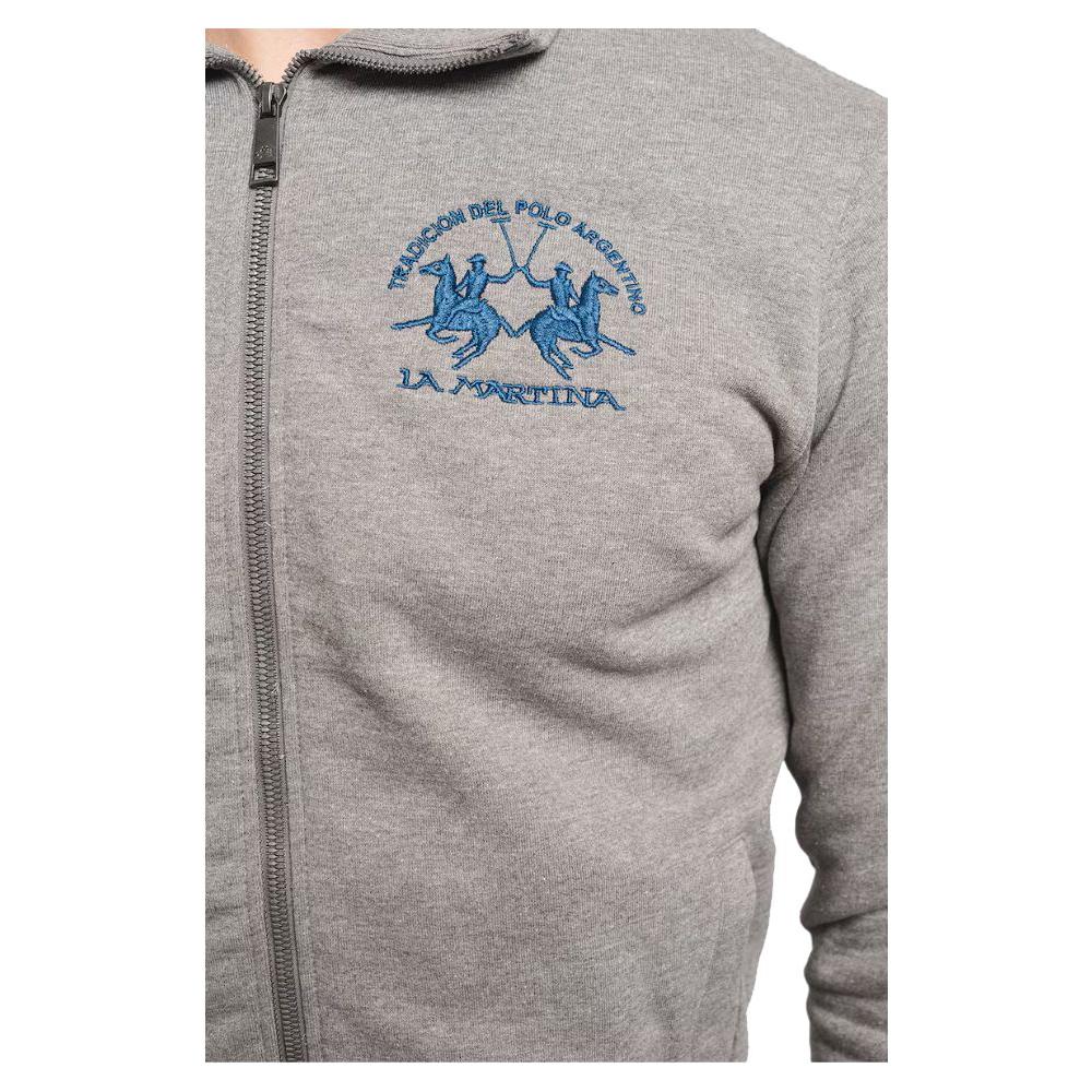 La Martina Gray Cotton Sweater LA-13079-S