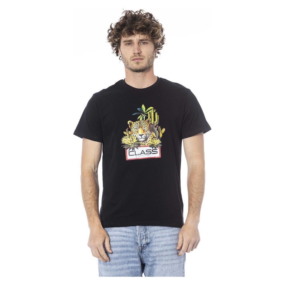 Cavalli Class Black Cotton Men T-Shirt CA-24342-L