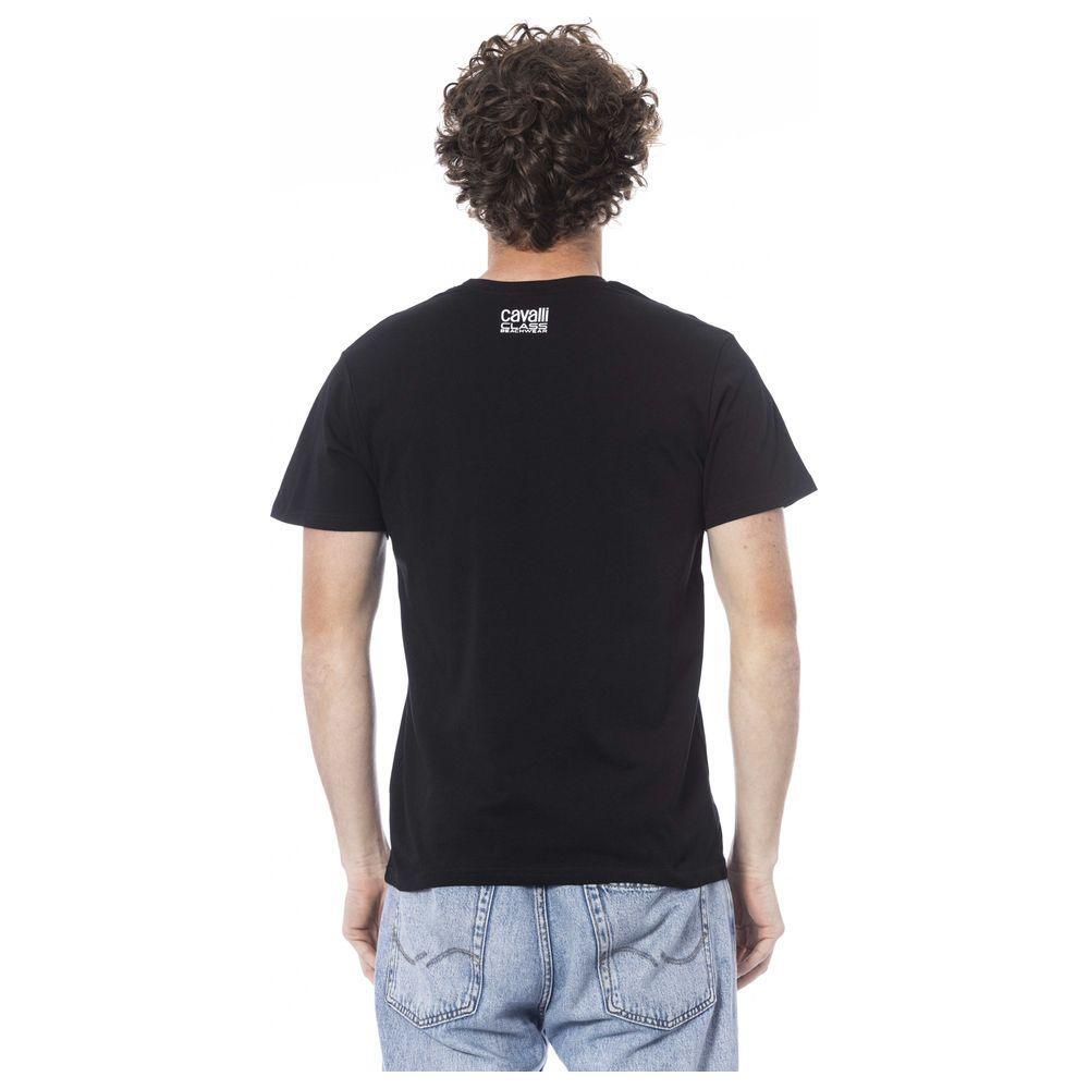 Cavalli Class Black Cotton Men T-Shirt CA-24342-L