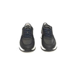 Cerruti 1881 Blue Cowhide Men Sneaker Cerruti 1881 Dark Slate Gray