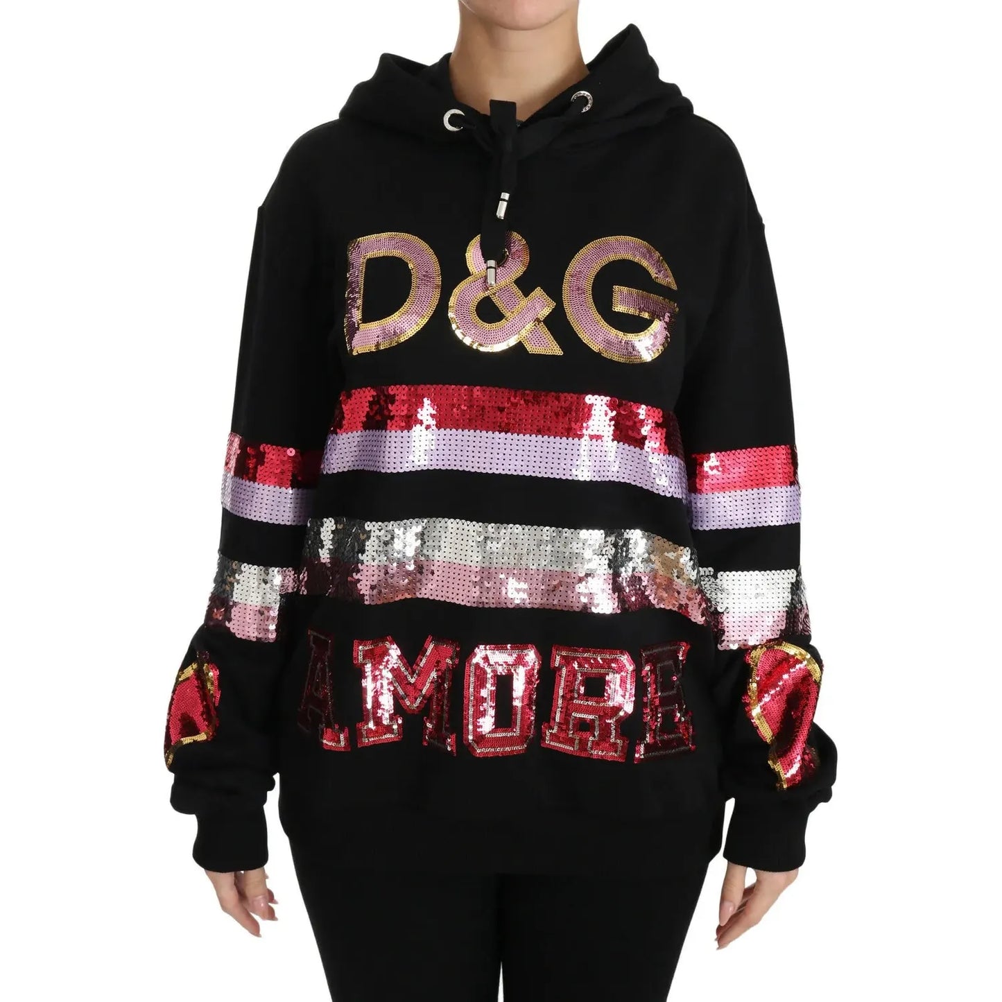 Dolce & Gabbana DG Sequined Hooded Pullover Sweater TSH3018-36