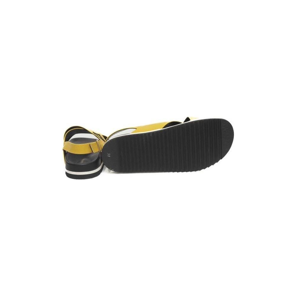 Cerruti 1881 Yellow Calfskin Women Sandal CE-24529-EU38/US8