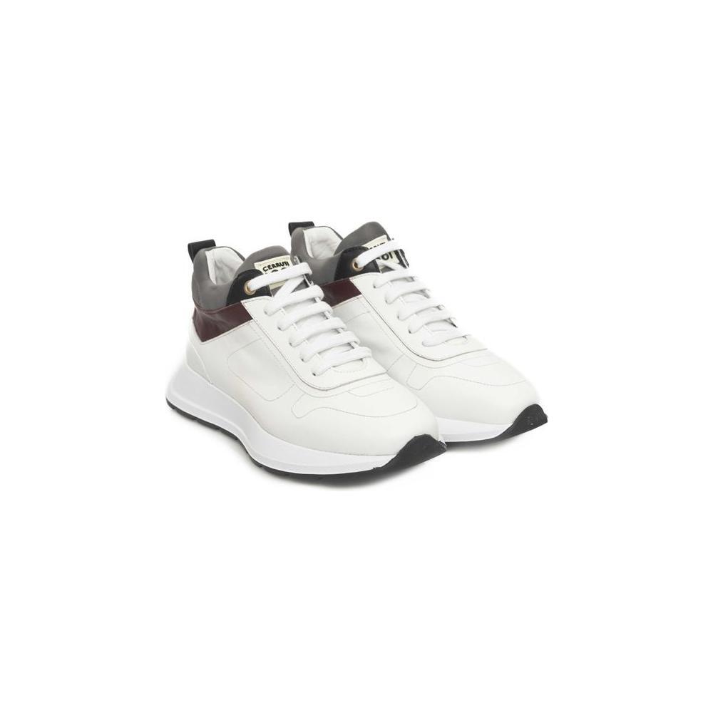 Cerruti 1881 White Leather Women Sneaker CE18-24518-EU38/US8-FBB-285