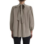 Dolce & Gabbana Gray Mock Neck Long Sleeves Top Blouse Dolce & Gabbana Dim Gray
