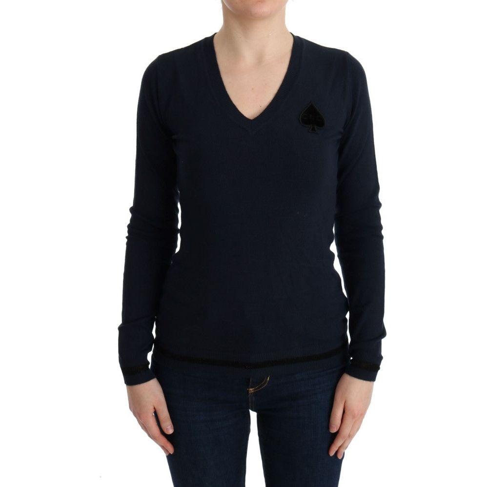 Costume National Blue V-neck Viscose Sweater TUI10018-1