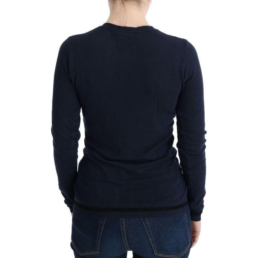 Costume National Blue V-neck Viscose Sweater TUI10018-1