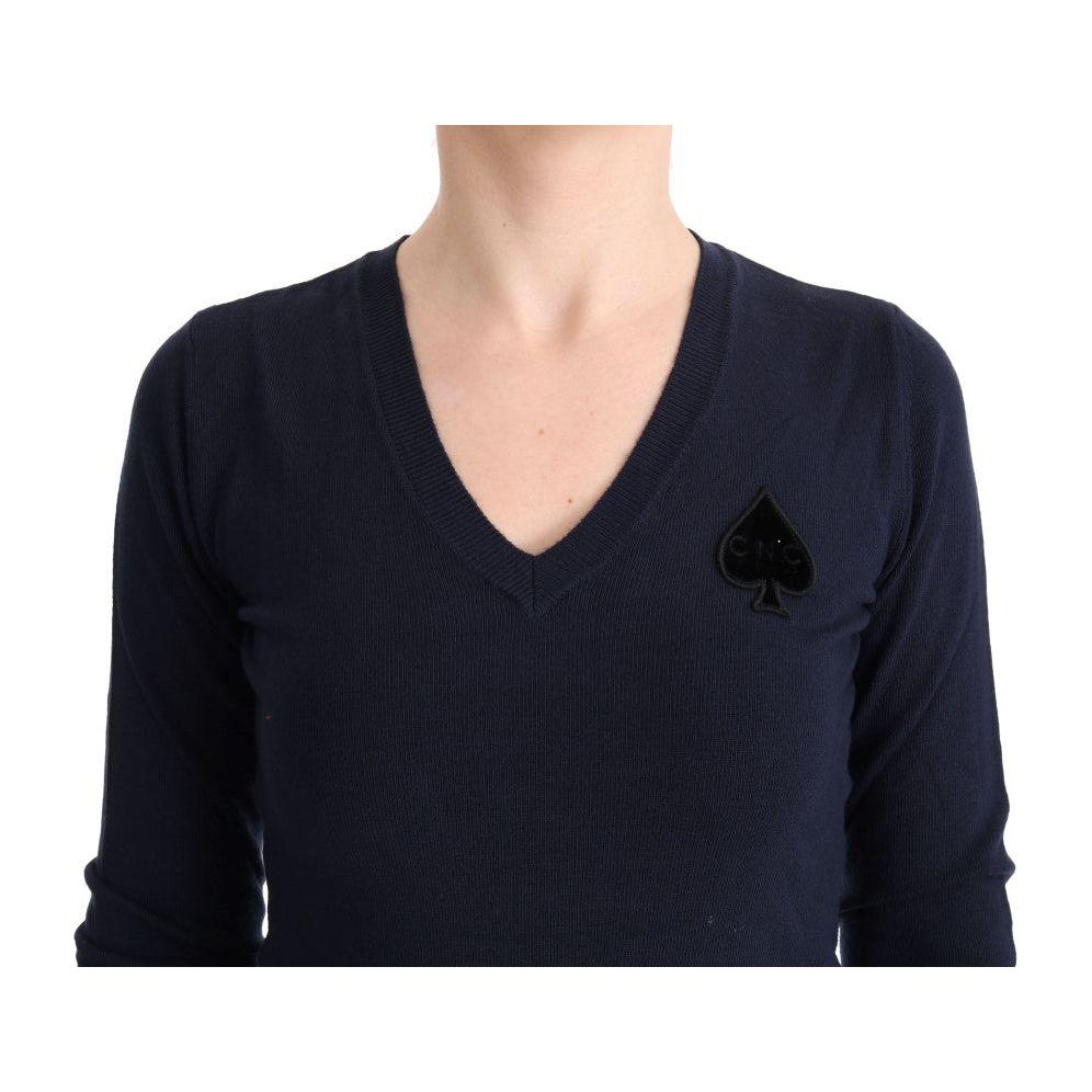 Costume National Blue V-neck Viscose Sweater TUI10018-1