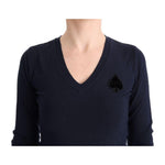 Costume National Blue V-neck Viscose Sweater TUI10018-1