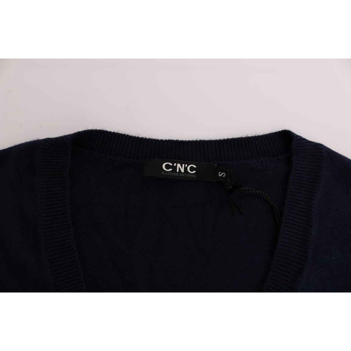 Costume National Blue V-neck Viscose Sweater TUI10018-1