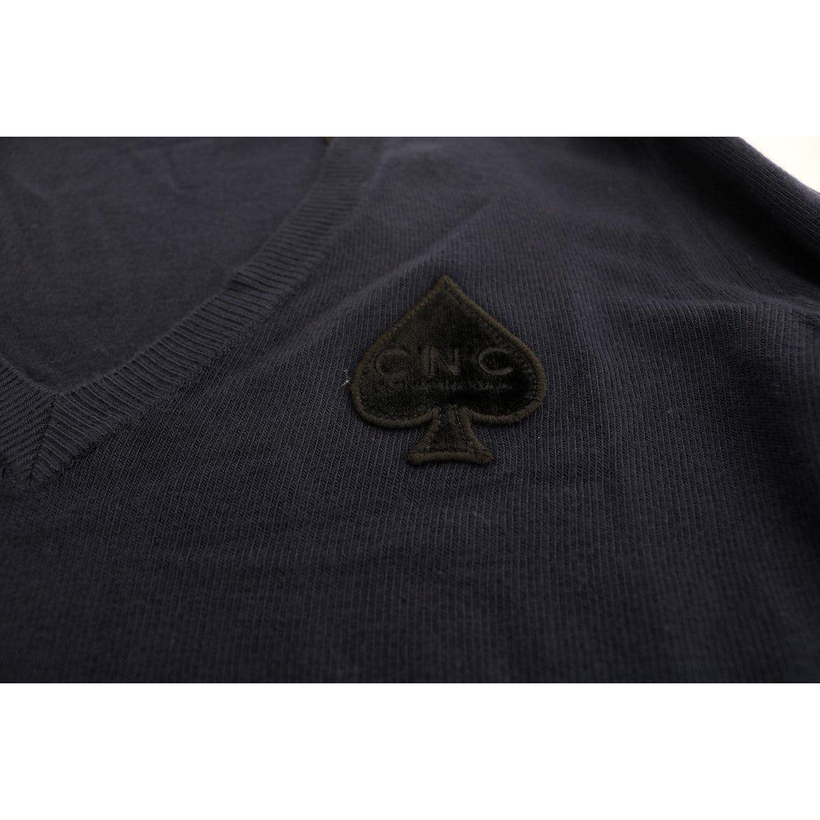 Costume National Blue V-neck Viscose Sweater TUI10018-1