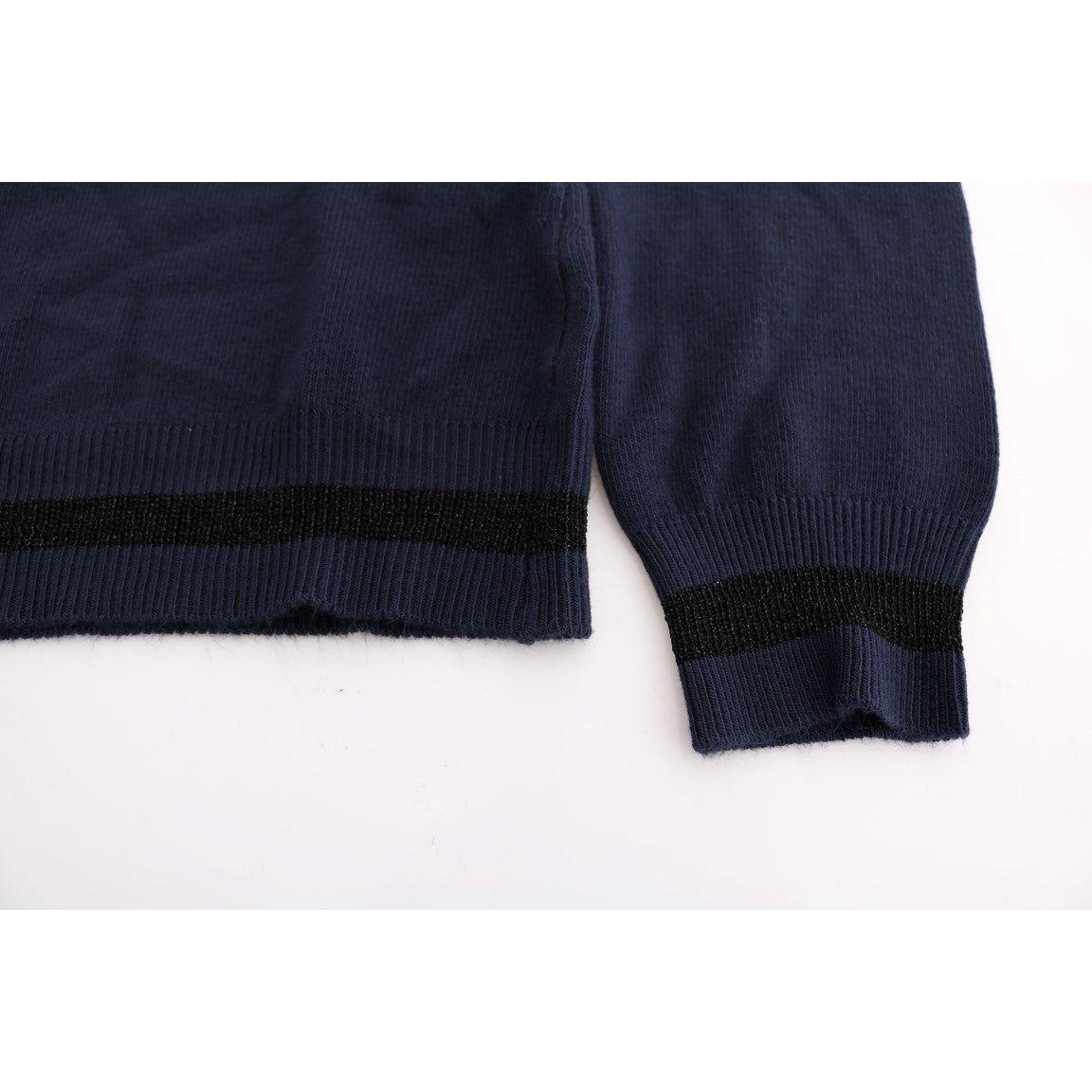 Costume National Blue V-neck Viscose Sweater TUI10018-1
