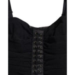 Dolce & Gabbana Black Cold Shoulder Stretch Tulle Midi Dress DR281146-46