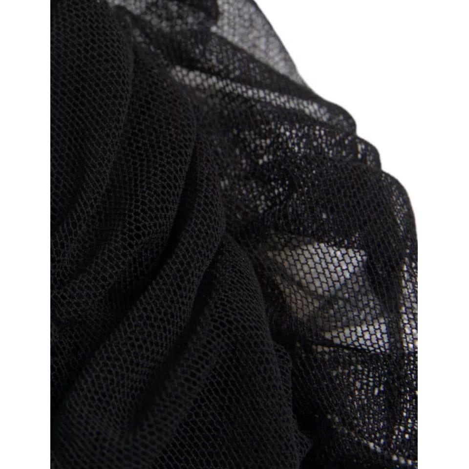 Dolce & Gabbana Black Cold Shoulder Stretch Tulle Midi Dress DR281146-46