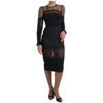 Dolce & Gabbana Black Sheer Floral Lace Sheath Midi Dress DR28889-42