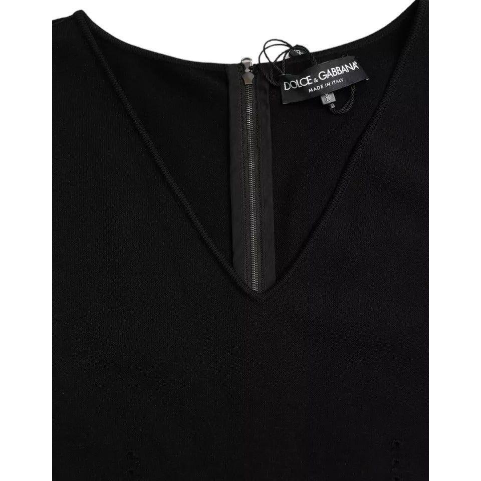 Dolce & Gabbana Black Viscose Sleeveless Bodycon Midi Dress DR281166-40