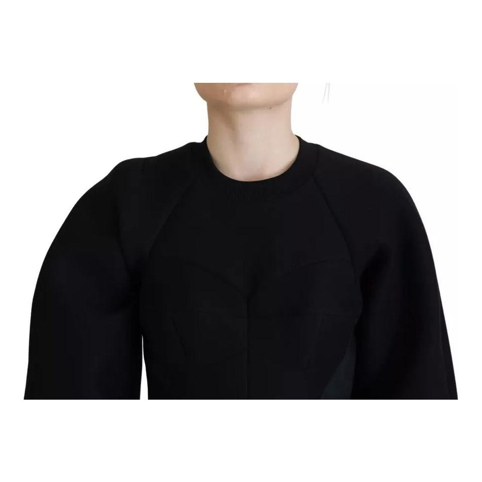 Dolce & Gabbana Cotton Black Long Sleeves A-line Mini Dress DR28816-40