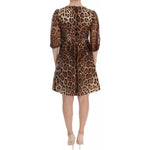 Dolce & Gabbana Leopard Silk Wool Crystal Shift Dress Dolce & Gabbana Dark Olive Green